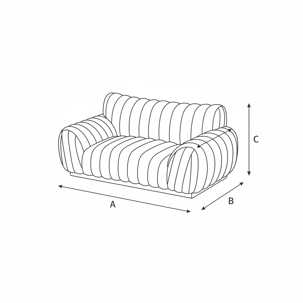 Esquema 3D dimensões A B C